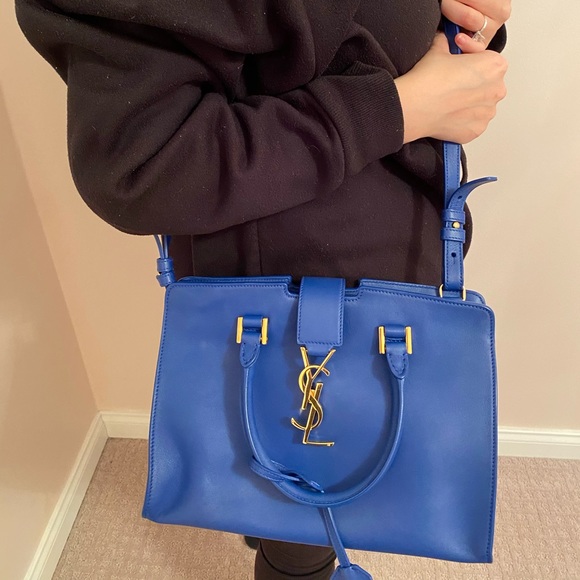 Saint Laurent Small Monogram Cabas Tote Blue - Picture 9 of 11
